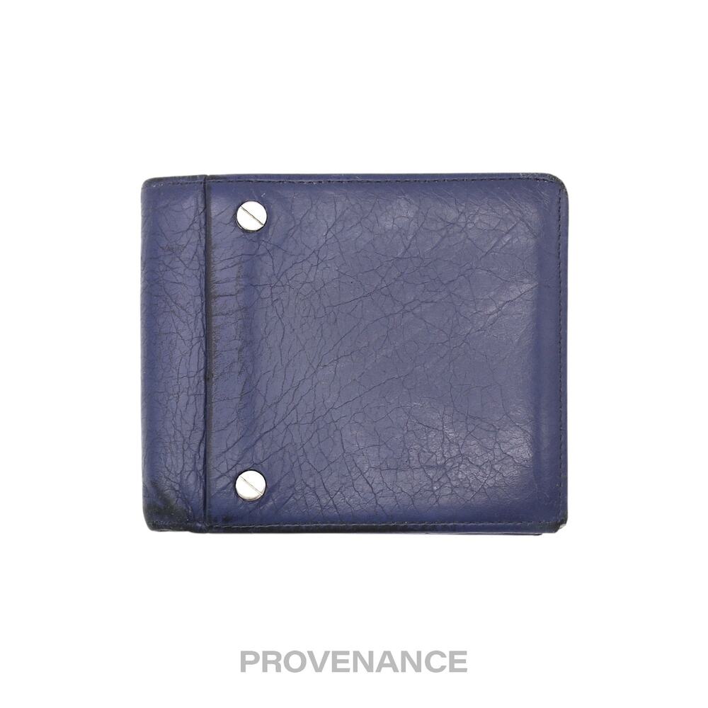 🔴 Balenciaga Screw Stud Bifold Wallet - Navy Blue Lambskin